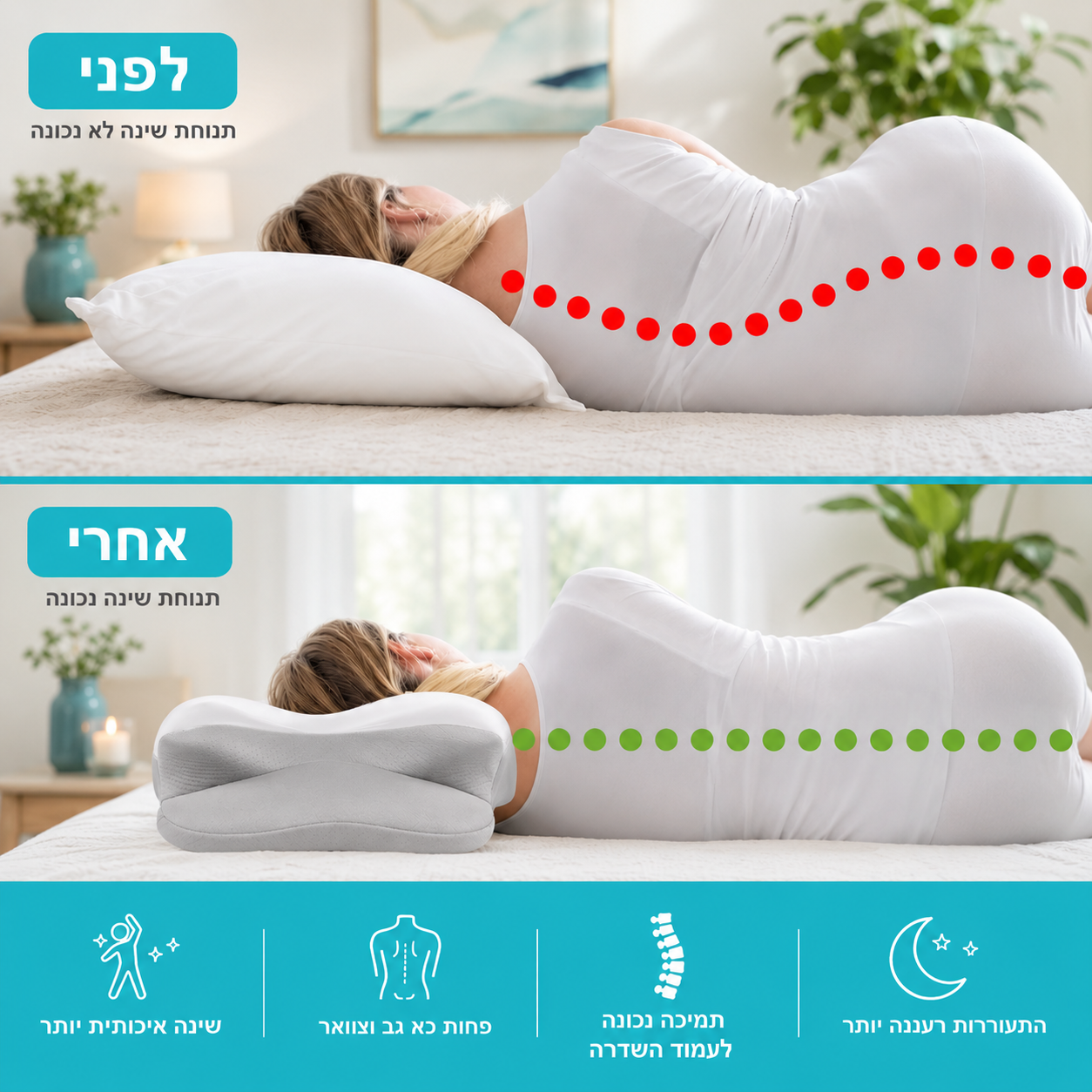 RORIXX Pillow™ -  הכרית האורתופדית לצוואר בצבע אפור בהיר